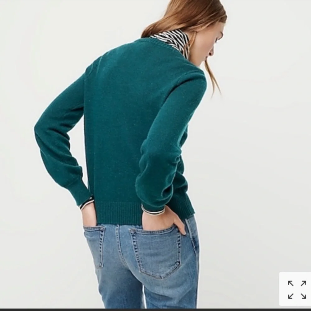 NWT JCREW JEWLED BUTTON PUFF SLEEVE Sweater XS